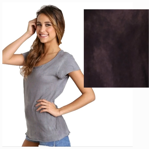 Cotton Citizen Women's Raw Edge Scoopneck Tee in Black vintage wash Small - Picture 1 of 12